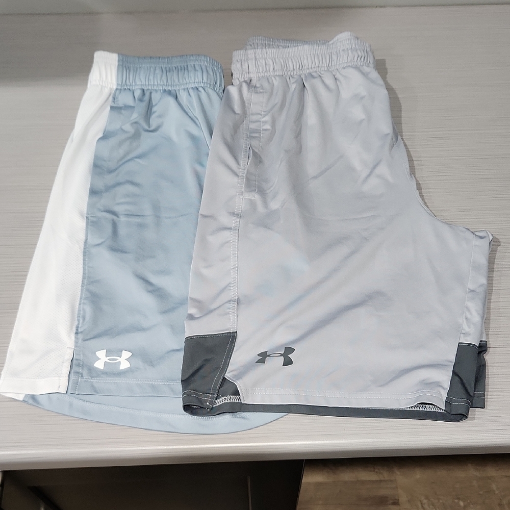 Under Armour Mens Light Blue and Gray Shorts Duo